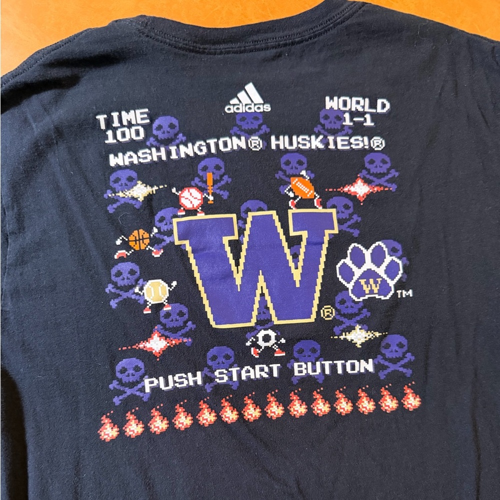 adidas University of Washington Pixel Graphic on Back Crewneck Tee